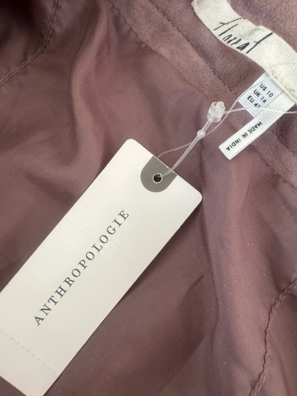 Anthropologie NWT Mauve Pink Suede Leather Full Tiered Skirt 10